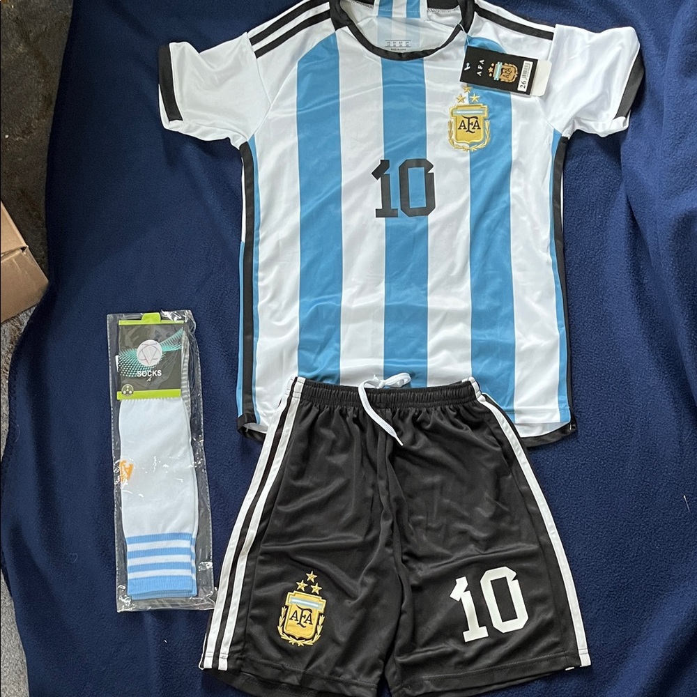 FA Blue and White Kids Matching Set Lionel Messi size 8